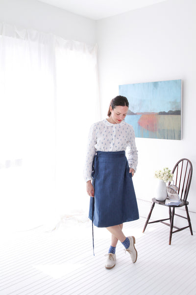 EVERYDAY BEAUTIFUL A-LINE APRON WRAP SKIRT IN FRENCH