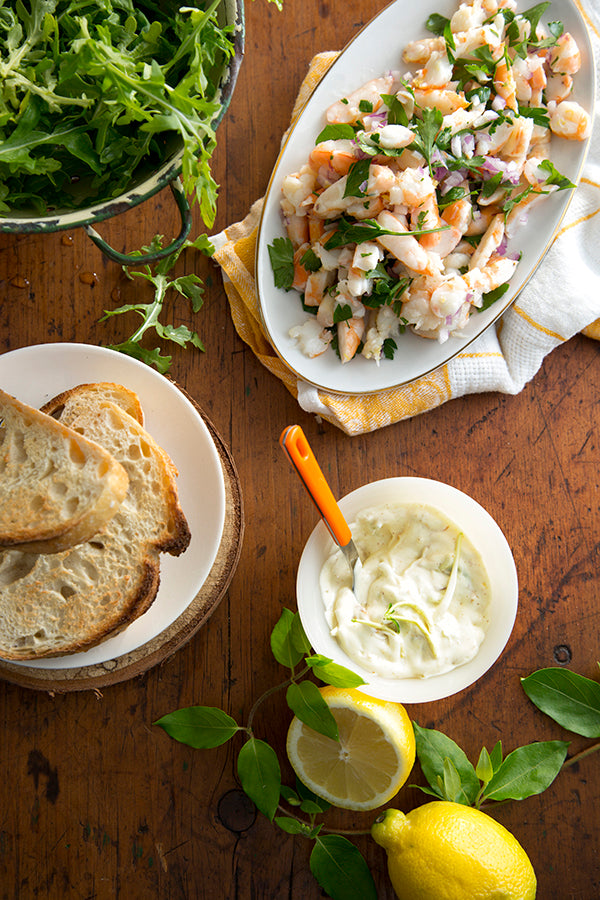 Shrimp Salad Sandwich with Floral Mayo