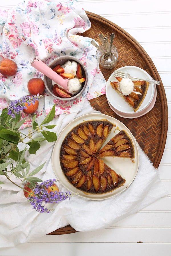 Georgia Peach Upside-down Skillet Corn Cake