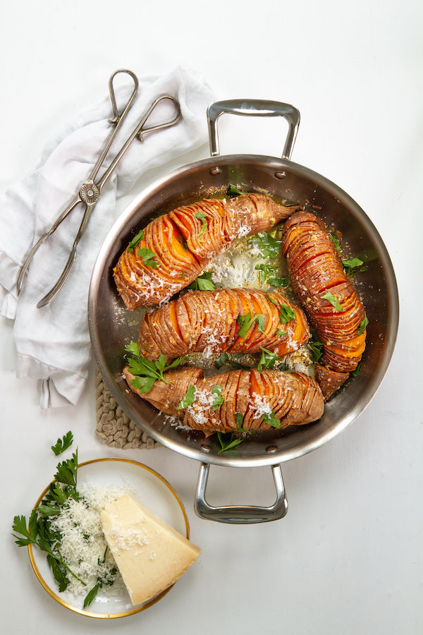 Parmesan Herbed Hasselback Sweet Potatoes