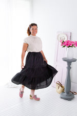 TIERED A-LINE MIDI SKIRT