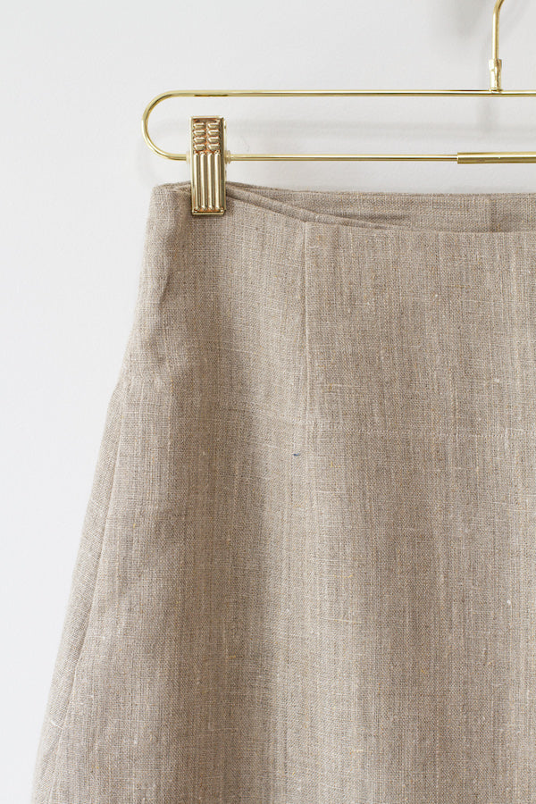 EVERYDAY BEAUTIFUL A-LINE APRON WRAP SKIRT IN NATURAL LINEN