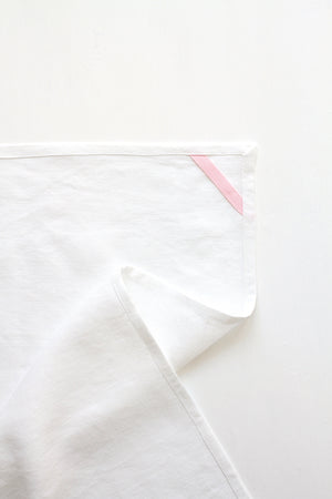WHITE LINEN KITCHEN TOWEL (PINK CAFE LATTE EMBROIDERY)