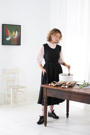 black linen pinafore dress Black Linen Pinafore Dress, Dark Academia Wrap Linen Sundress