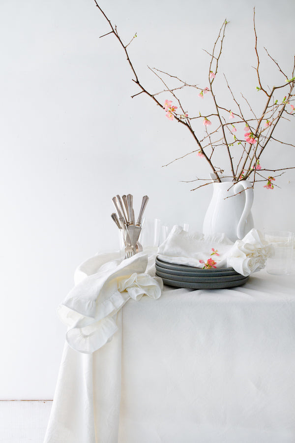 Washed Linen-Cotton set of 4 Napkins- White